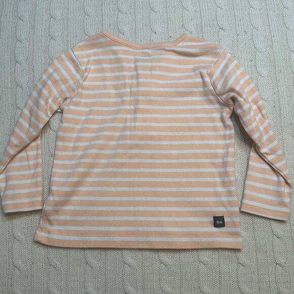 Tea Collection Long Sleeve Henley Top sz 12-18 months Peach stripe - Picture 4 of 5